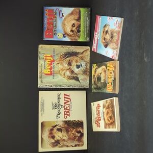 collection of vintage Benji merchandise, including books and a DVD bundle